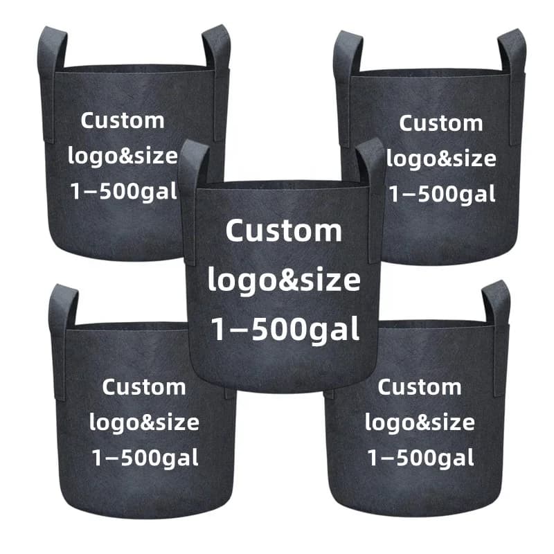 Agricultural Wholesale Outdoor Farm 45 50 60 200 Gallon Large Non Woven Fabric Black Plants Grow Bag for Growing Vegetable