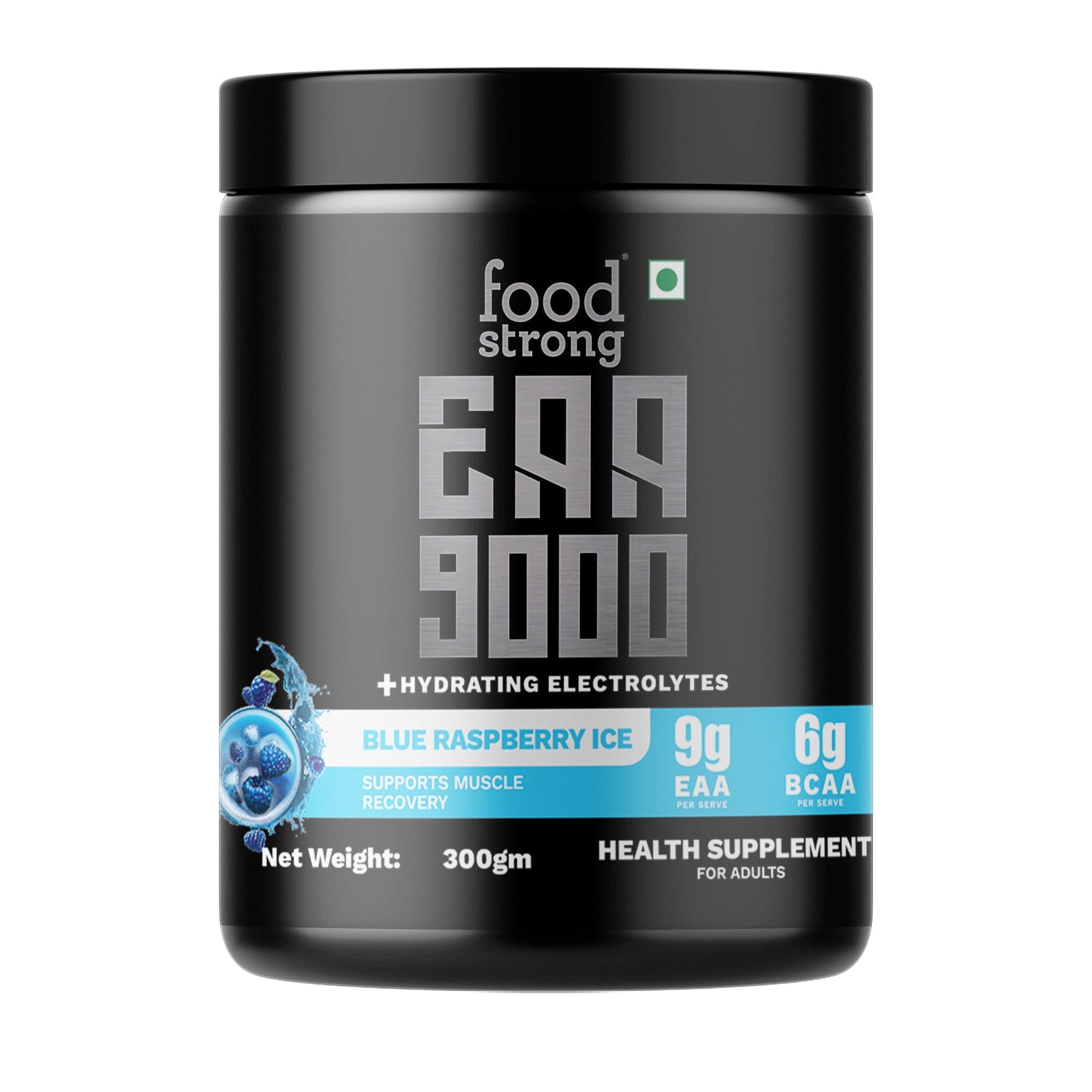 Food Strong EAA 9000 with Hydrating Electrolytes, Blue Raspberry Ice Flavour