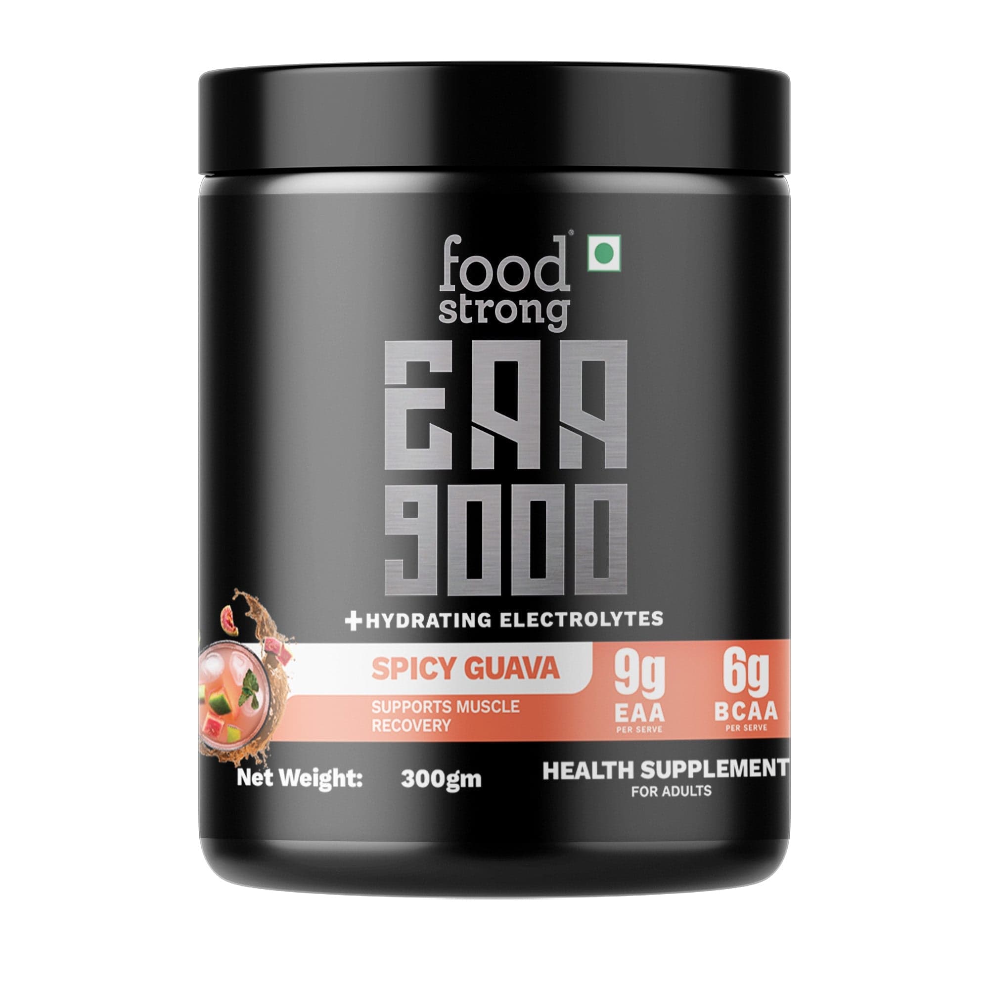 Food Strong EAA 9000 with Hydrating Electrolytes, Spicy Guava Flavour