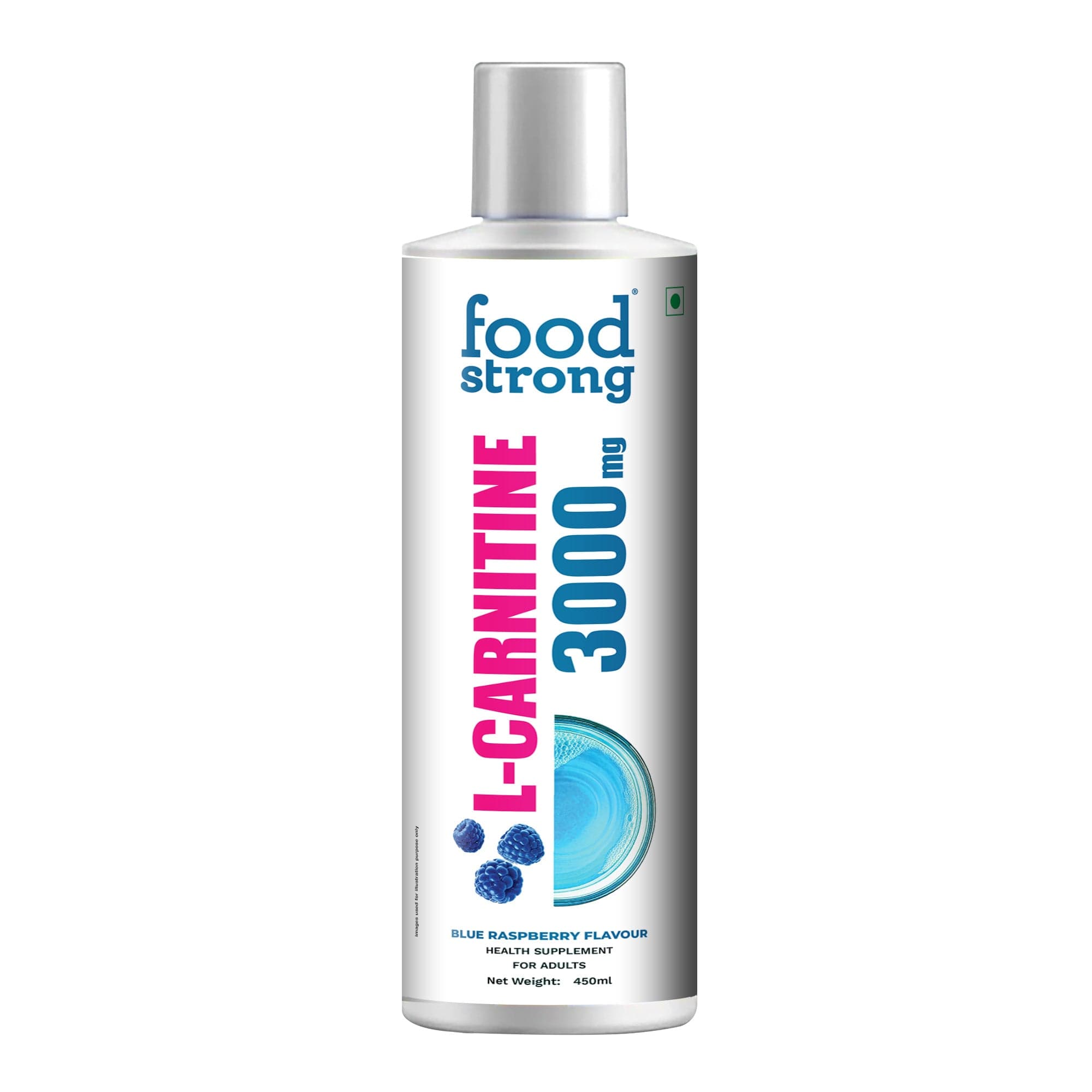 Food Strong L-Carnitine 3000 mg Liquid - Blue Raspberry Flavour | 450ml