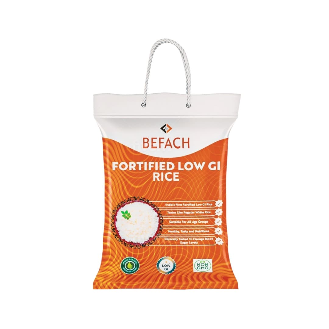 Befach Fortified Low GI Rice | Certified by National Institute of Nutrition | Low Sugar | Low GI | No Pesticides, Non GMO, Perfect for Diet & Diabetic People (4.5 Kg)