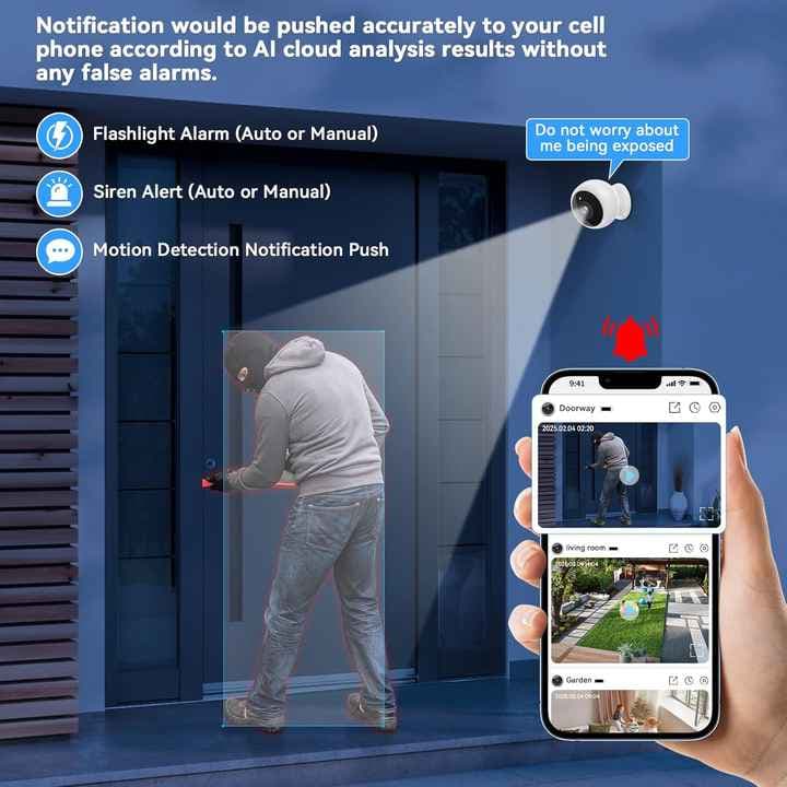Magnetic Wireless 2K HD Security Camera with AI Night Vision